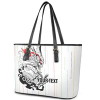 Japan Rugby National Heritage Custom Leather Tote Bag Traditional Sashiko Inspired