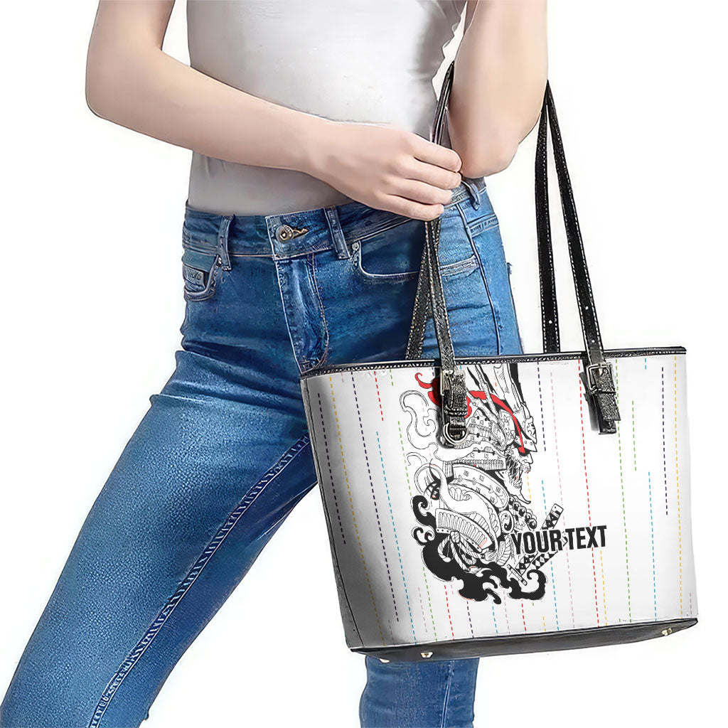 Japan Rugby National Heritage Custom Leather Tote Bag Traditional Sashiko Inspired