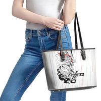 Japan Rugby National Heritage Custom Leather Tote Bag Traditional Sashiko Inspired