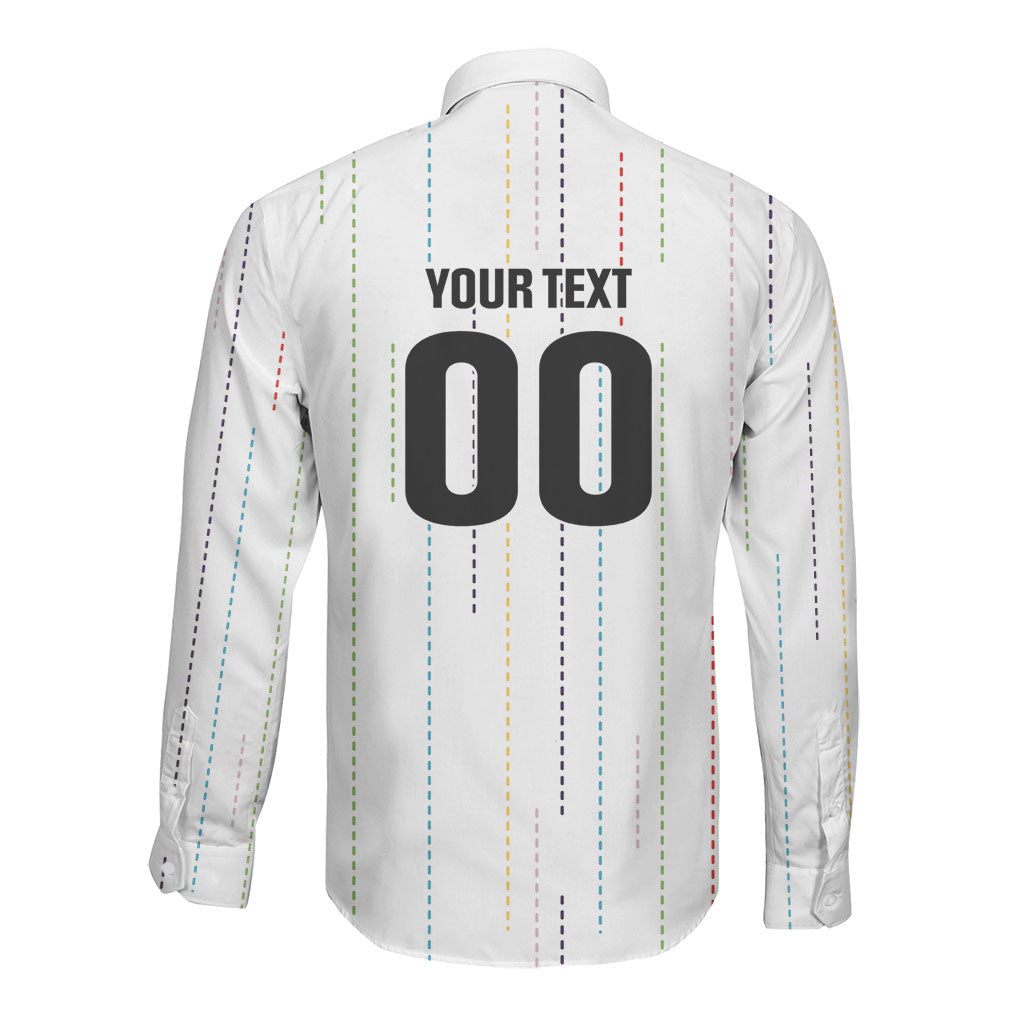 Japan Rugby National Heritage Custom Long Sleeve Button Shirt Traditional Sashiko Inspired