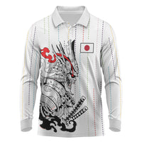 Japan Rugby National Heritage Custom Long Sleeve Polo Shirt Traditional Sashiko Inspired