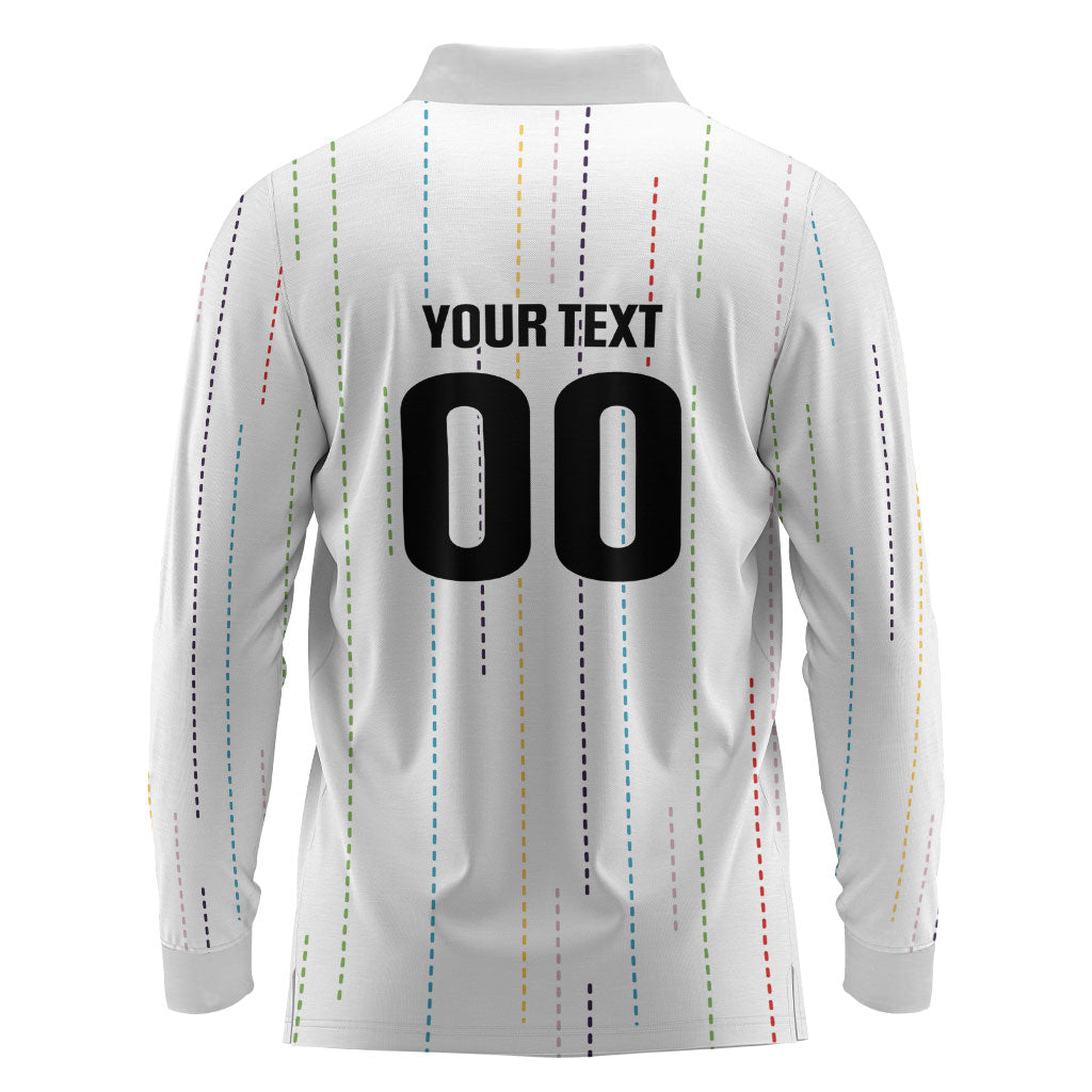 Japan Rugby National Heritage Custom Long Sleeve Polo Shirt Traditional Sashiko Inspired