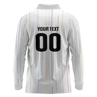 Japan Rugby National Heritage Custom Long Sleeve Polo Shirt Traditional Sashiko Inspired