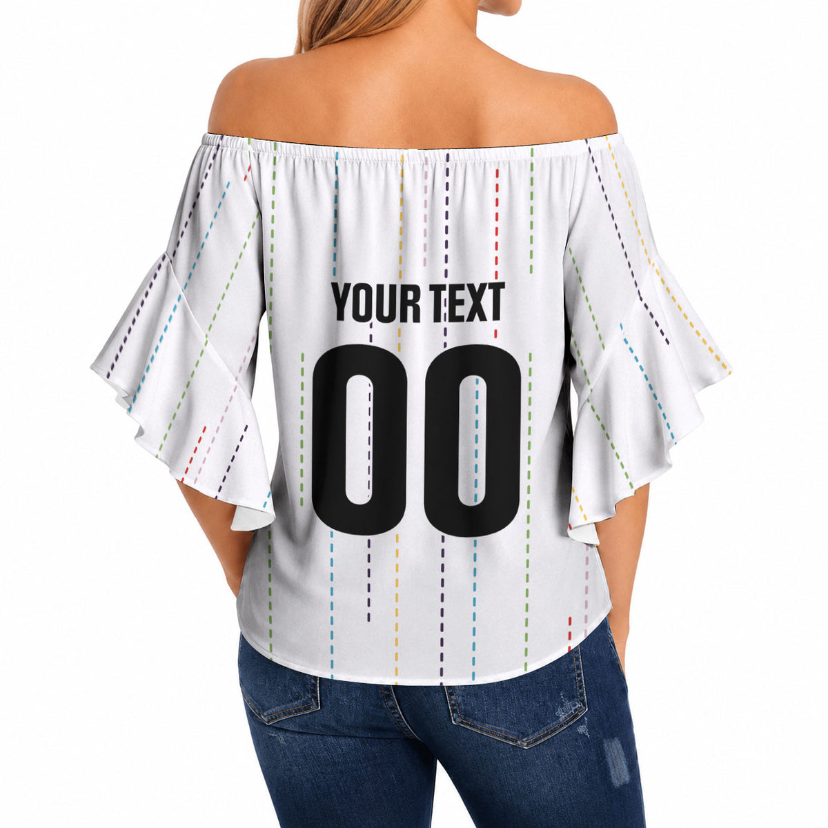 Japan Rugby National Heritage Custom Off Shoulder Wrap Waist Top Traditional Sashiko Inspired