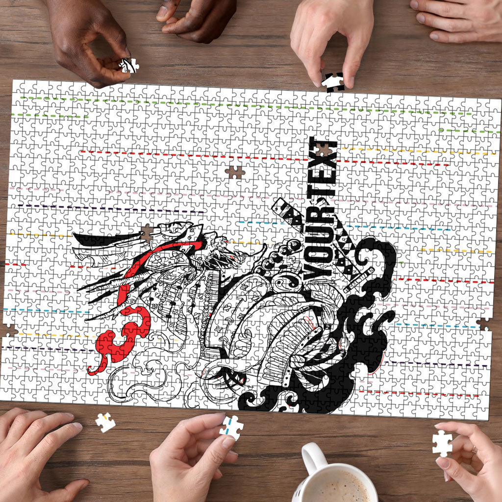 Japan Rugby National Heritage Custom Puzzle Traditional Sashiko Inspired