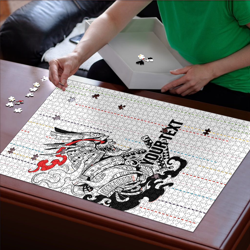 Japan Rugby National Heritage Custom Puzzle Traditional Sashiko Inspired