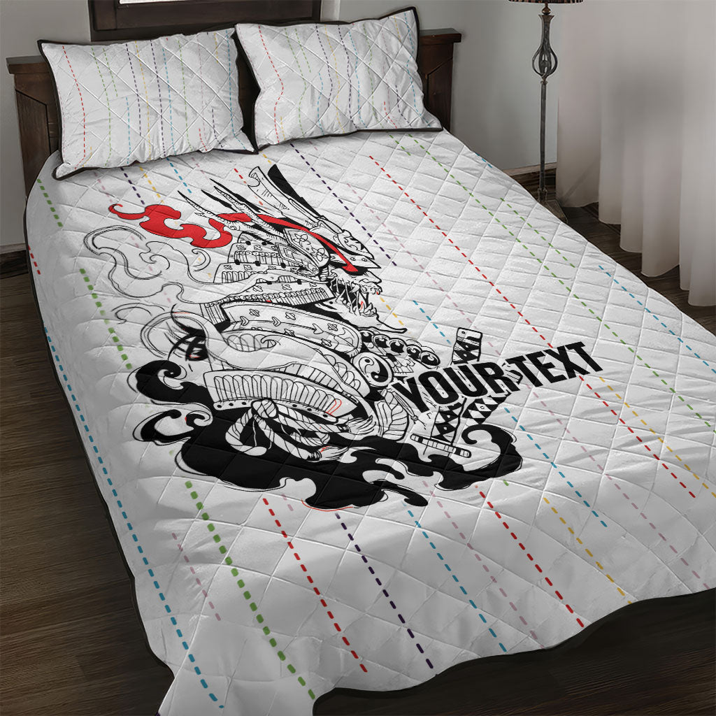 Japan Rugby National Heritage Custom Quilt Bed Set Traditional Sashiko Inspired
