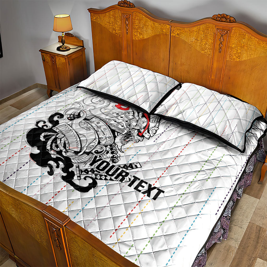 Japan Rugby National Heritage Custom Quilt Bed Set Traditional Sashiko Inspired