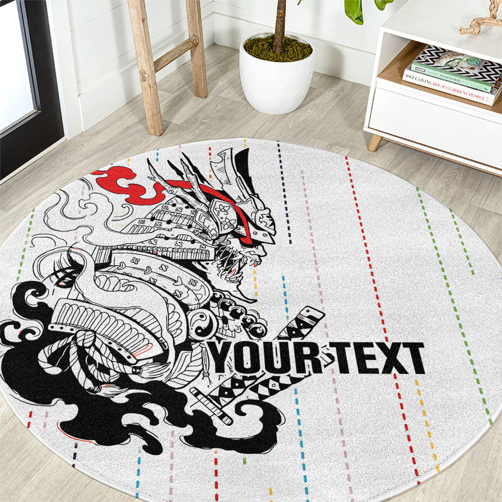 Japan Rugby National Heritage Custom Round Carpet Traditional Sashiko Inspired