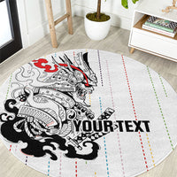 Japan Rugby National Heritage Custom Round Carpet Traditional Sashiko Inspired