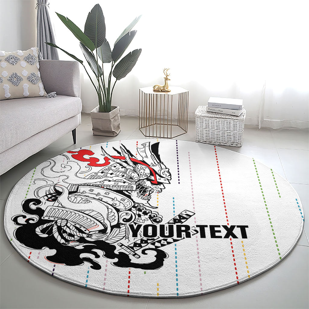 Japan Rugby National Heritage Custom Round Carpet Traditional Sashiko Inspired