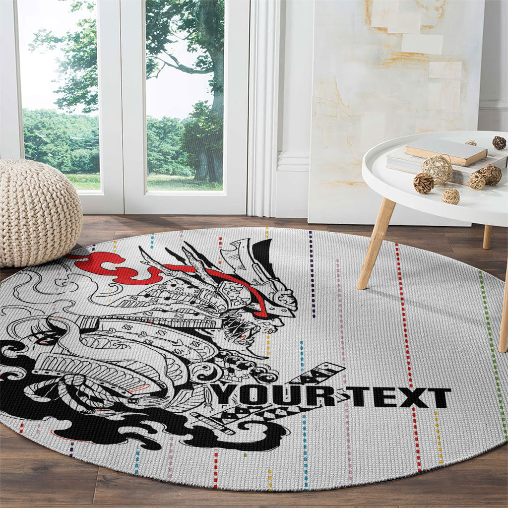 Japan Rugby National Heritage Custom Round Carpet Traditional Sashiko Inspired