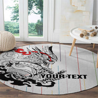 Japan Rugby National Heritage Custom Round Carpet Traditional Sashiko Inspired
