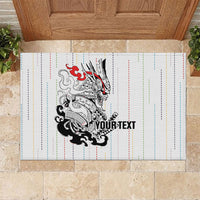 Japan Rugby National Heritage Custom Rubber Doormat Traditional Sashiko Inspired