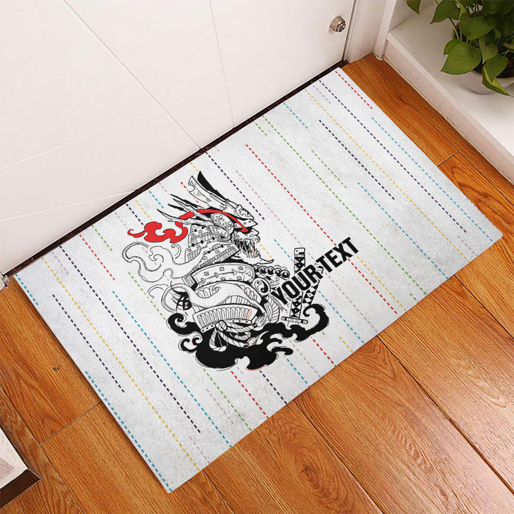 Japan Rugby National Heritage Custom Rubber Doormat Traditional Sashiko Inspired