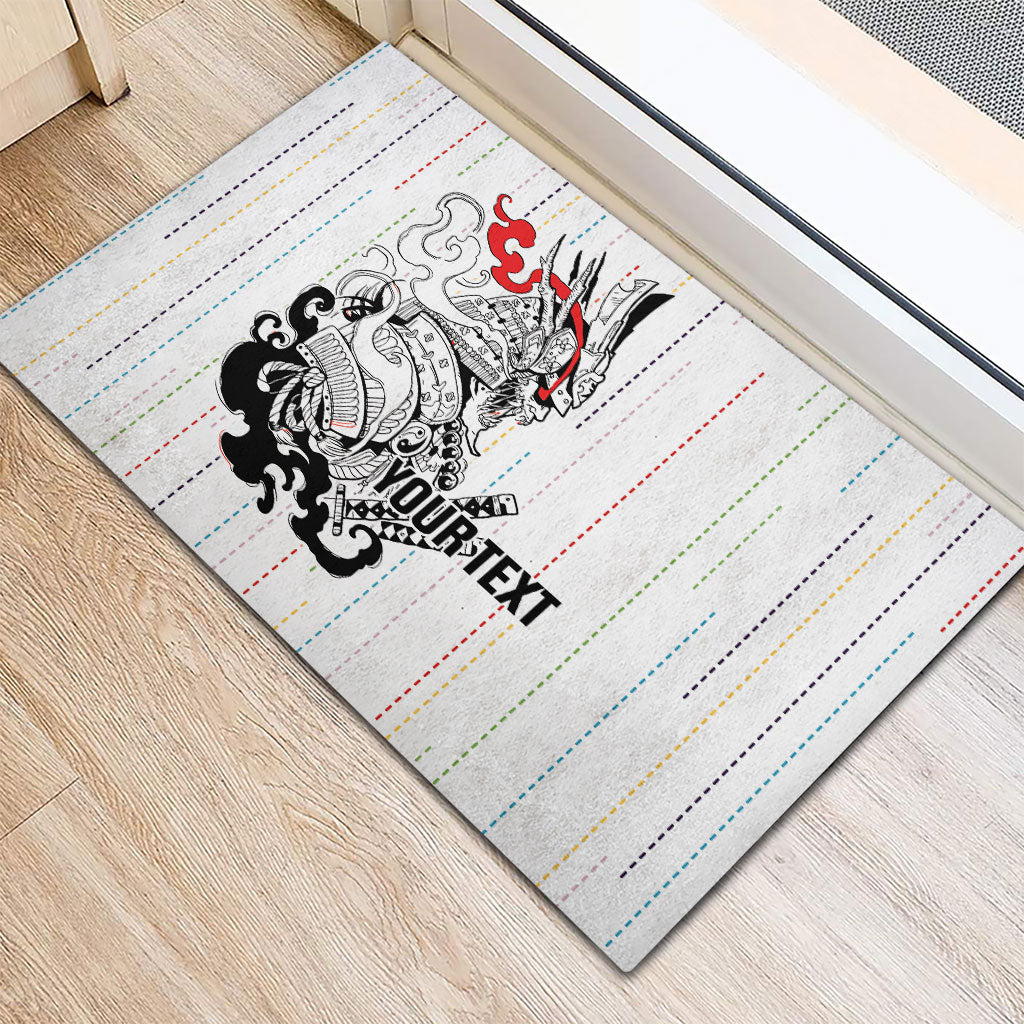 Japan Rugby National Heritage Custom Rubber Doormat Traditional Sashiko Inspired