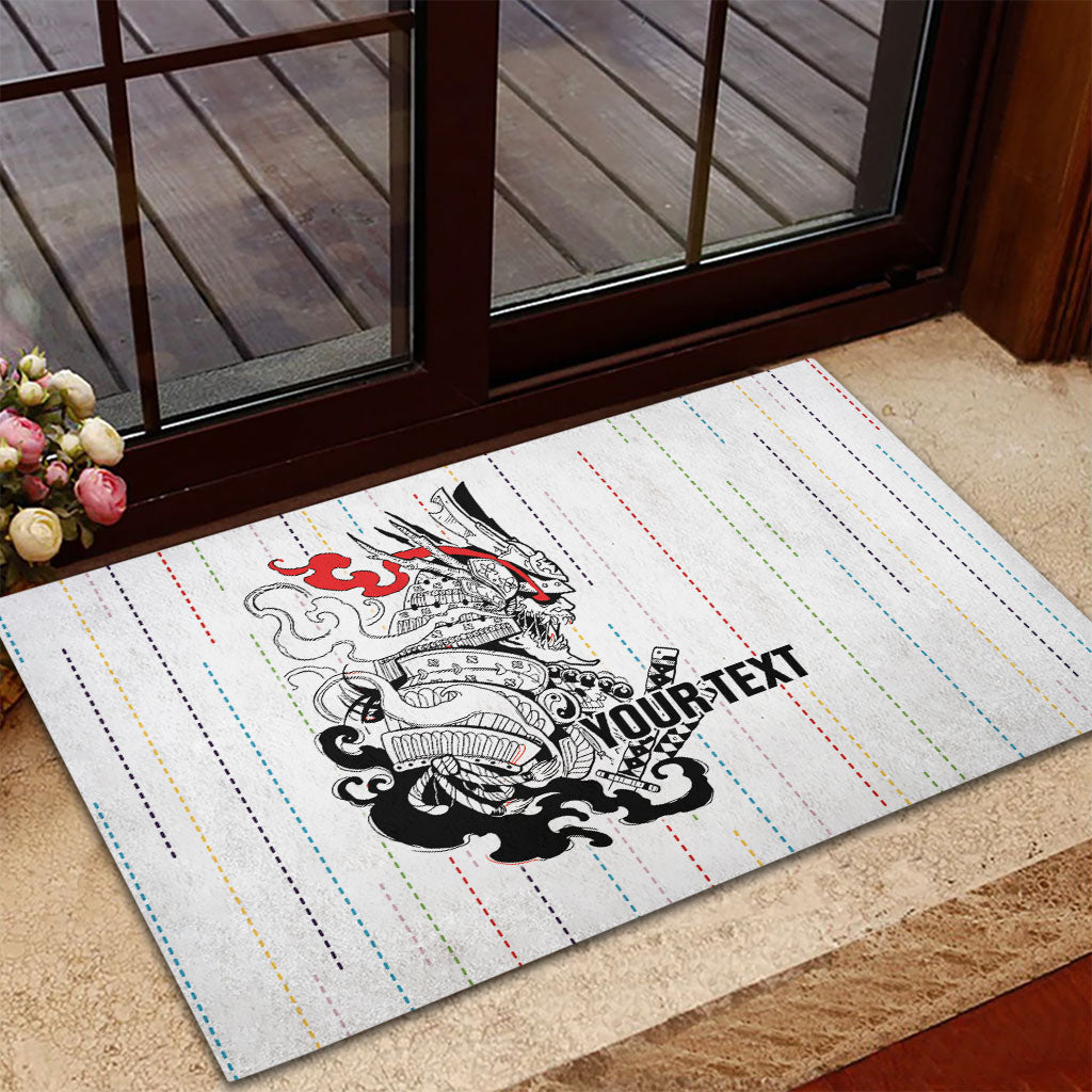 Japan Rugby National Heritage Custom Rubber Doormat Traditional Sashiko Inspired