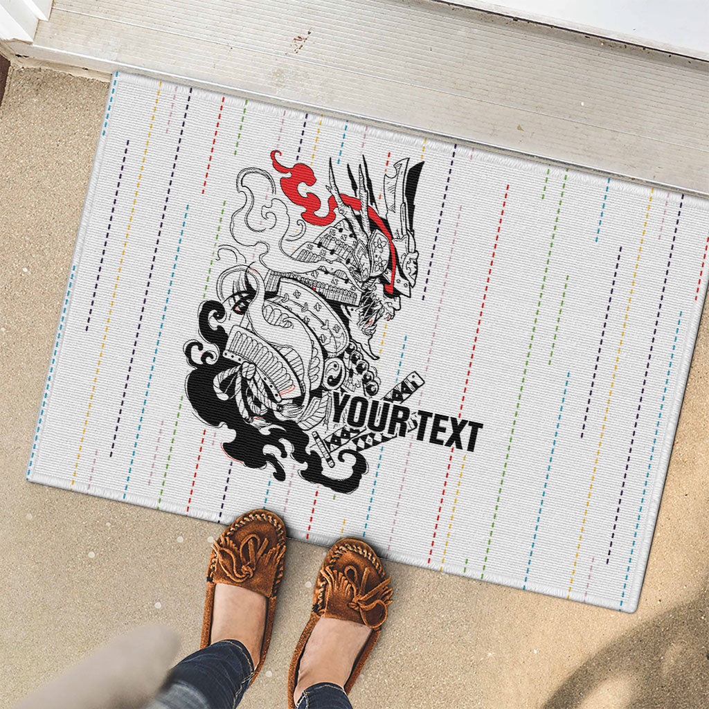 Japan Rugby National Heritage Custom Rubber Doormat Traditional Sashiko Inspired