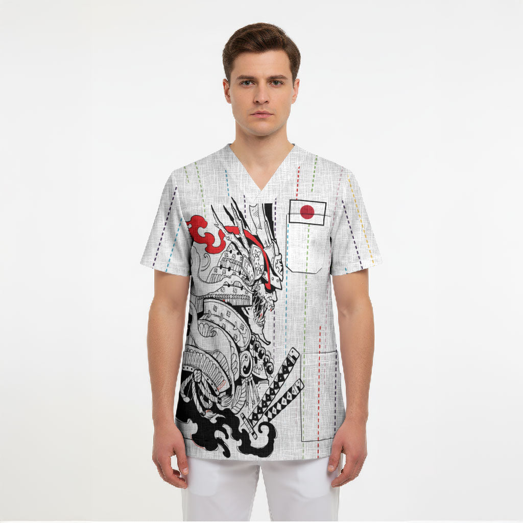 Japan Rugby National Heritage Custom Scrub Top Traditional Sashiko Inspired