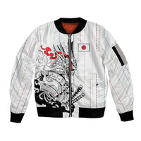 Japan Rugby National Heritage Custom Sleeve Zip Bomber Jacket Traditional Sashiko Inspired