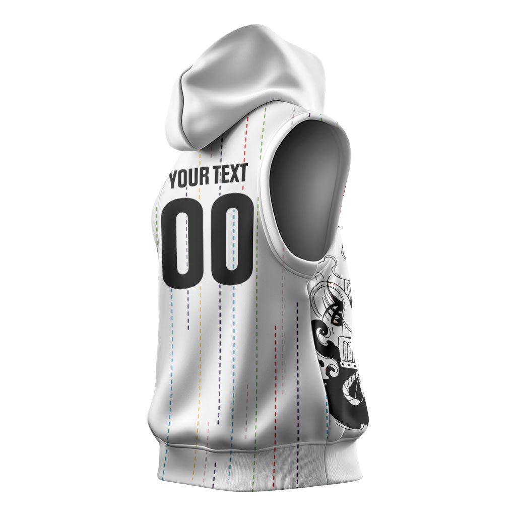 Japan Rugby National Heritage Custom Sleeveless Hoodie Traditional Sashiko Inspired