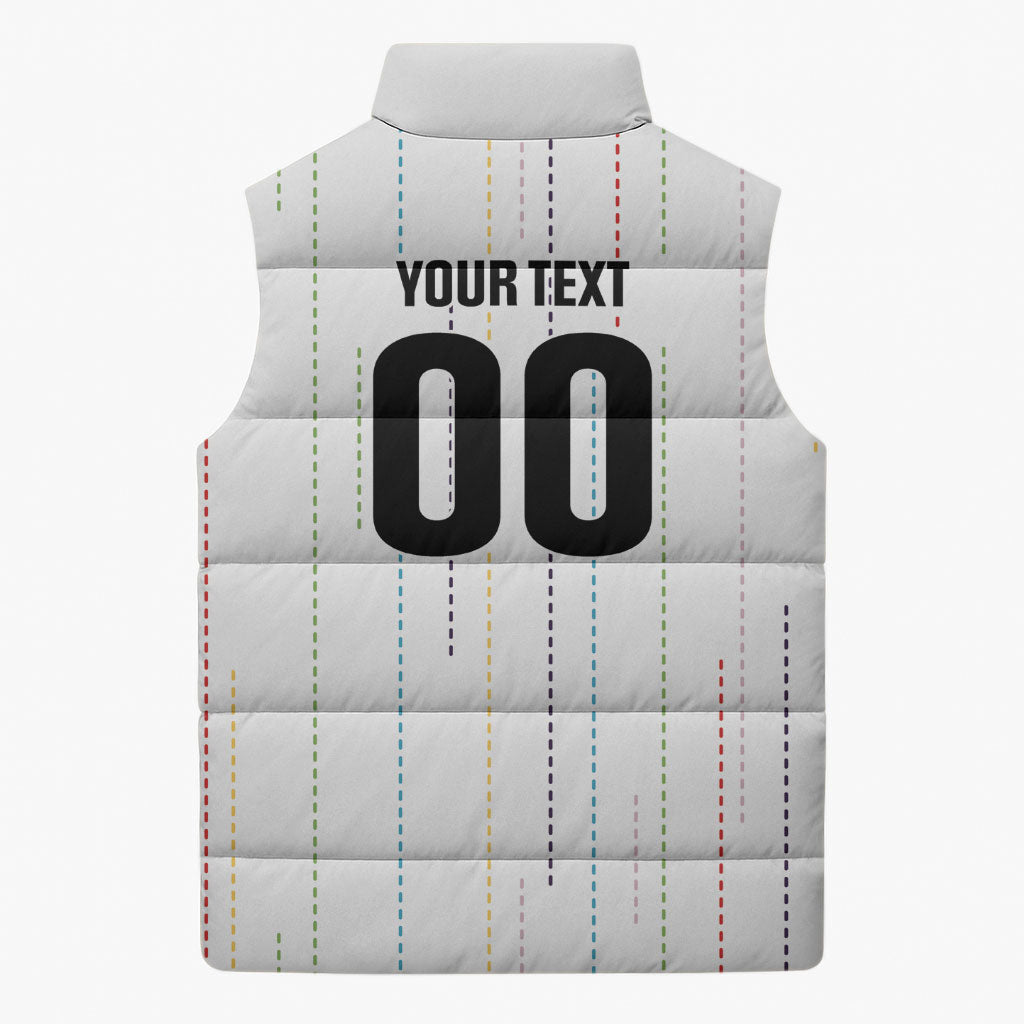Japan Rugby National Heritage Custom Sleeveless Puffer Jacket Traditional Sashiko Inspired