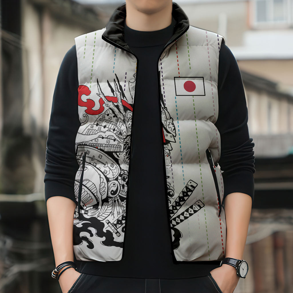 Japan Rugby National Heritage Custom Sleeveless Puffer Jacket Traditional Sashiko Inspired