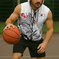Japan Rugby National Heritage Custom Sleeveless Zip Hoodie Traditional Sashiko Inspired