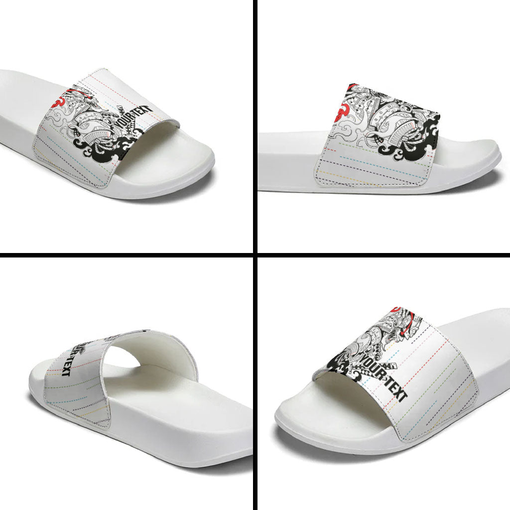 Japan Rugby National Heritage Custom Slide Sandals Traditional Sashiko Inspired