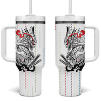Japan Rugby National Heritage Custom Tumbler With Handle Traditional Sashiko Inspired