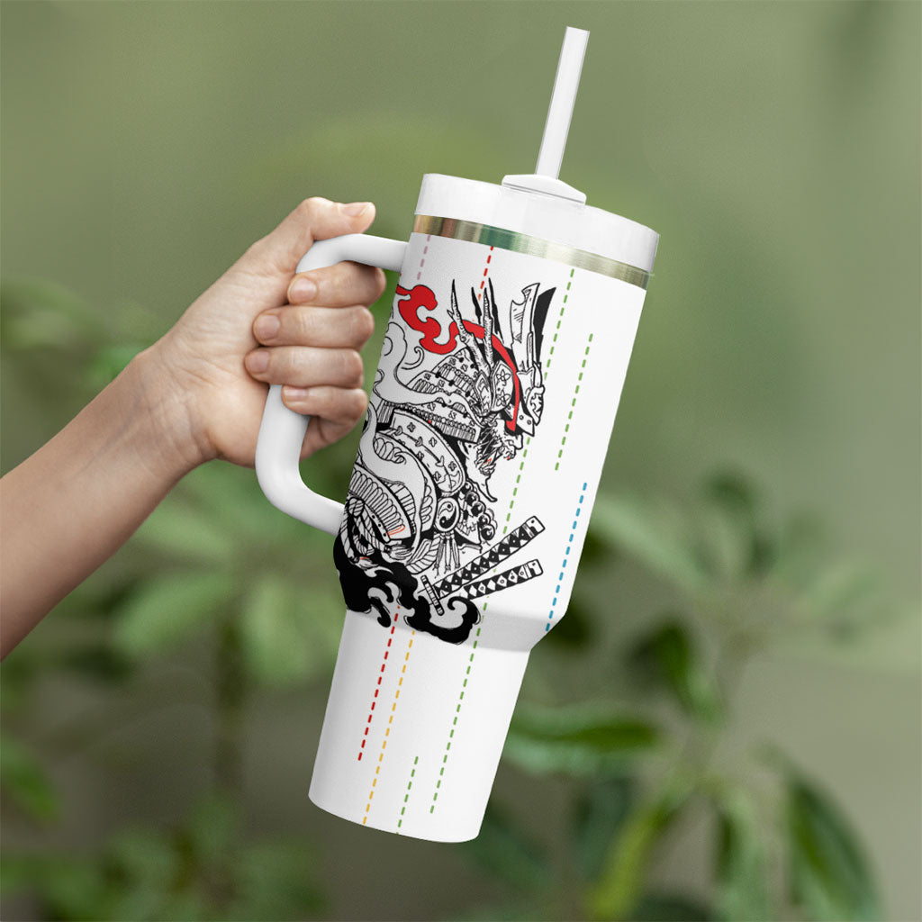 Japan Rugby National Heritage Custom Tumbler With Handle Traditional Sashiko Inspired