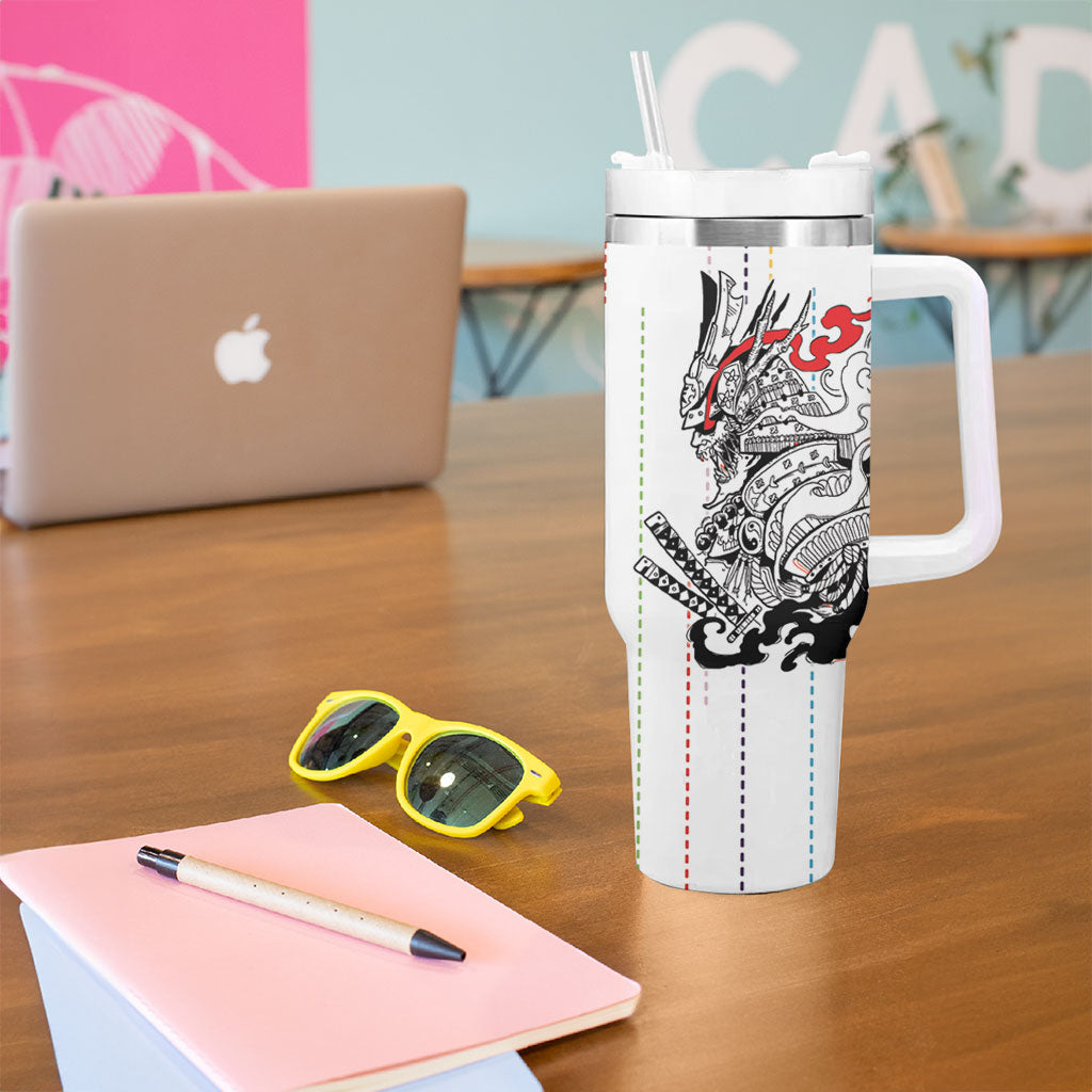 Japan Rugby National Heritage Custom Tumbler With Handle Traditional Sashiko Inspired