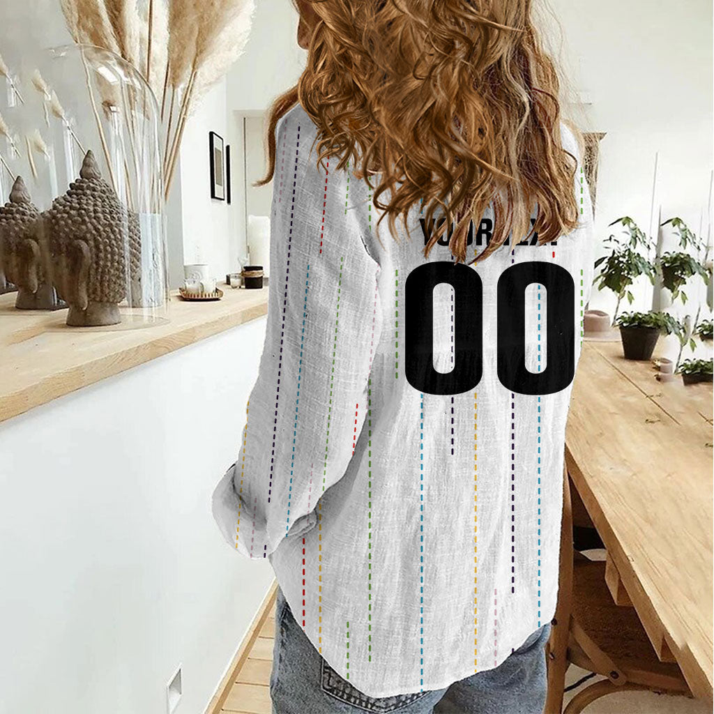 Japan Rugby National Heritage Custom Women Casual Shirt Traditional Sashiko Inspired