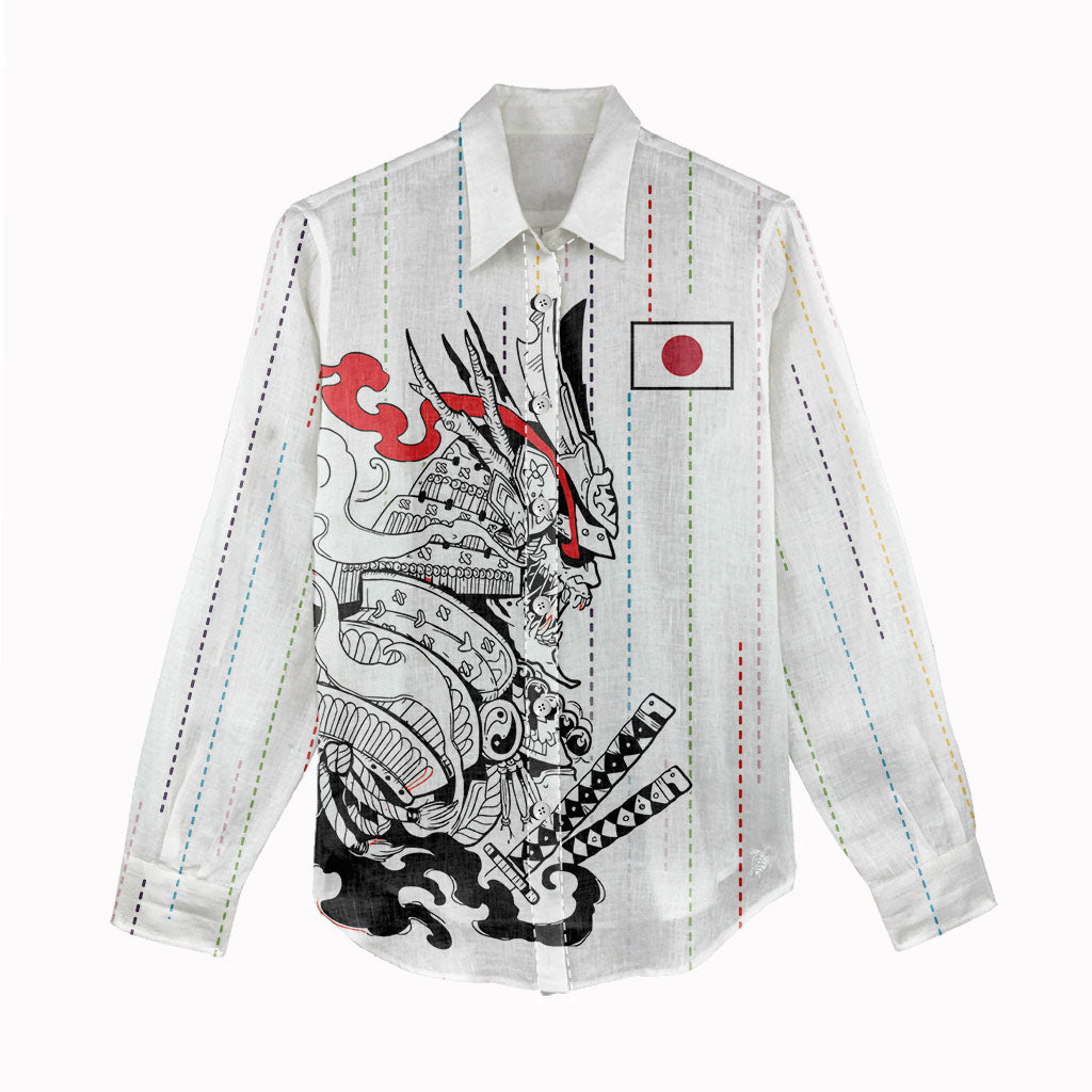 Japan Rugby National Heritage Custom Women Casual Shirt Traditional Sashiko Inspired