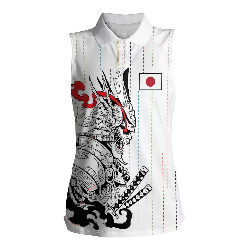 Japan Rugby National Heritage Custom Women Sleeveless Polo Shirt Traditional Sashiko Inspired