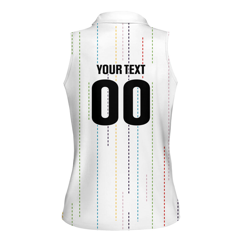 Japan Rugby National Heritage Custom Women Sleeveless Polo Shirt Traditional Sashiko Inspired