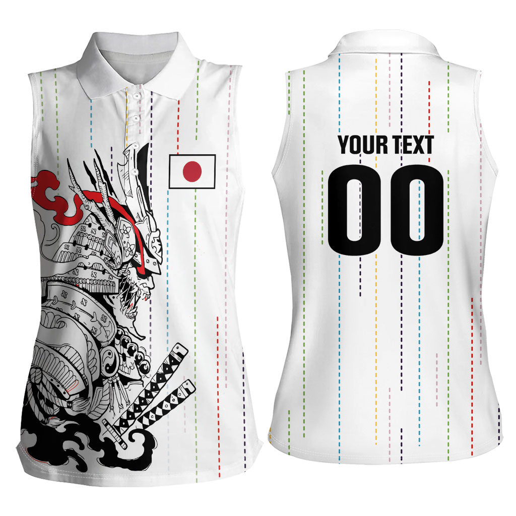 Japan Rugby National Heritage Custom Women Sleeveless Polo Shirt Traditional Sashiko Inspired