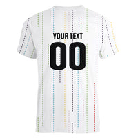 Japan Rugby National Heritage Custom Women V-Neck T-Shirt Traditional Sashiko Inspired