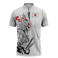 Japan Rugby National Heritage Custom Zipper Polo Shirt Traditional Sashiko Inspired