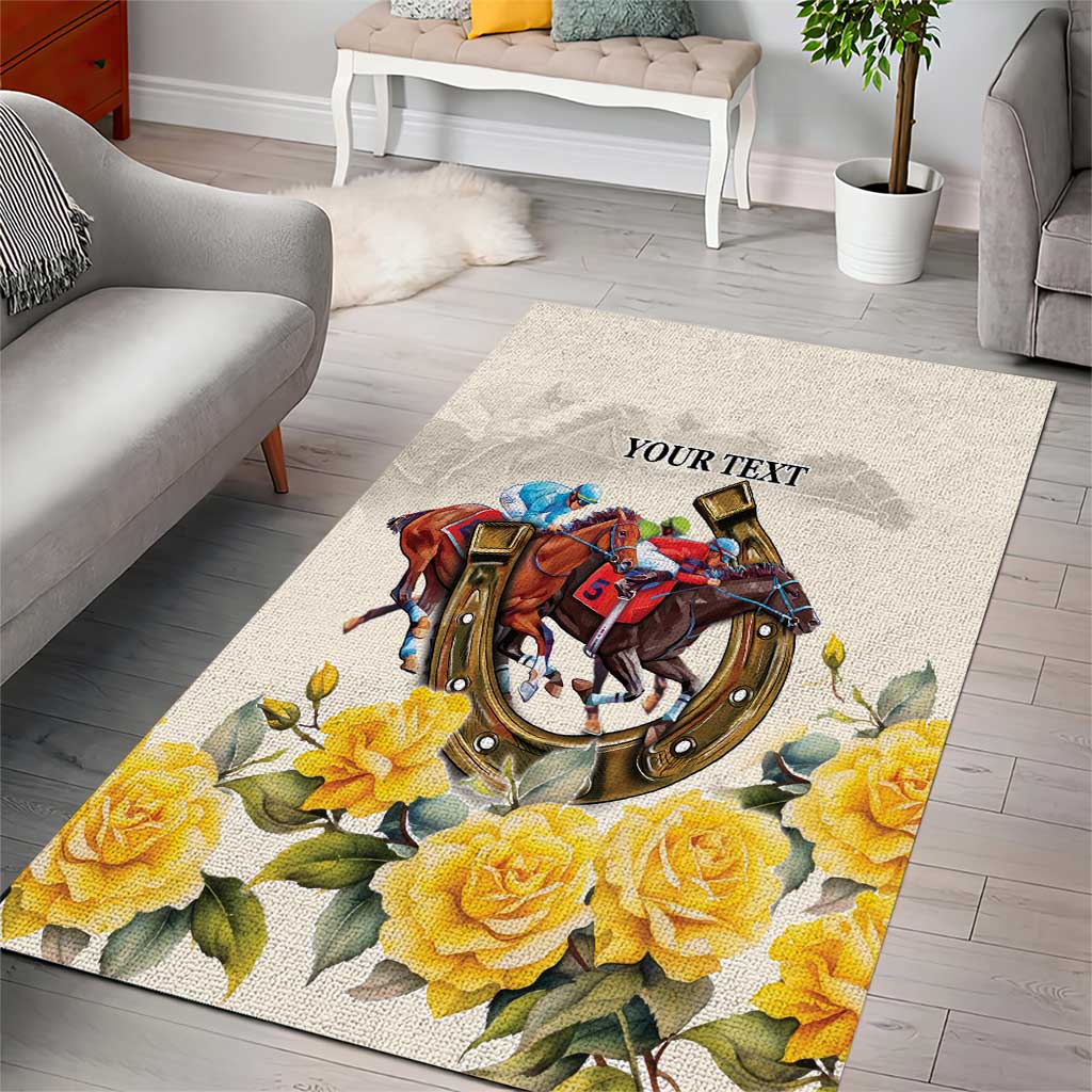 Melbourne Horse Racing Personalised Area Rug Australian Horse With Yellow Roses - Wonder Print Shop
