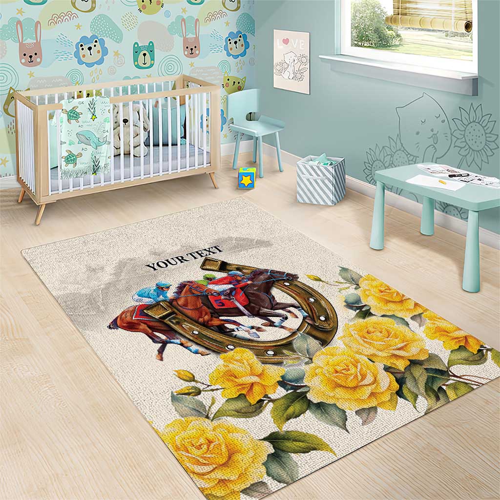 Melbourne Horse Racing Personalised Area Rug Australian Horse With Yellow Roses - Wonder Print Shop