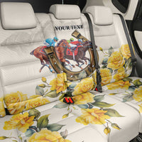 Melbourne Horse Racing Personalised Back Car Seat Cover Australian Horse With Yellow Roses - Wonder Print Shop