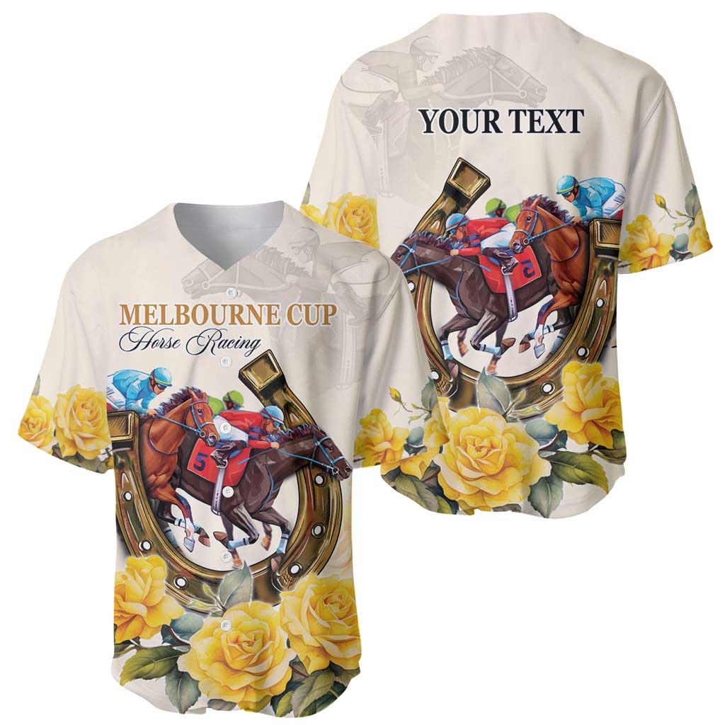 Melbourne Horse Racing Personalised Baseball Jersey Australian Horse With Yellow Roses - Wonder Print Shop