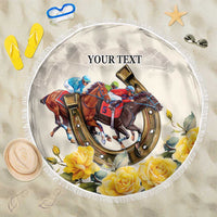 Melbourne Horse Racing Personalised Beach Blanket Australian Horse With Yellow Roses - Wonder Print Shop