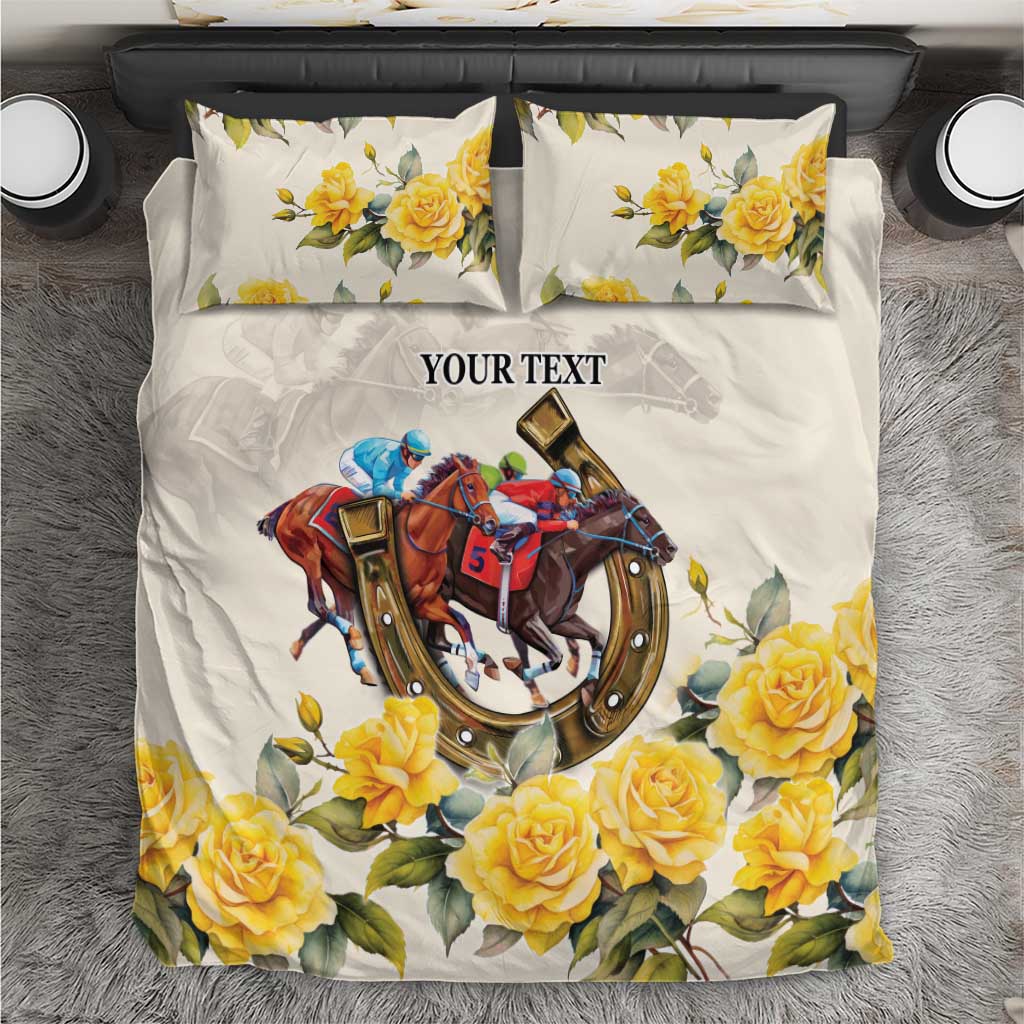 Melbourne Horse Racing Personalised Bedding Set Australian Horse With Yellow Roses - Wonder Print Shop