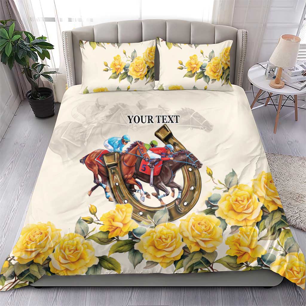 Melbourne Horse Racing Personalised Bedding Set Australian Horse With Yellow Roses - Wonder Print Shop