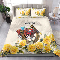 Melbourne Horse Racing Personalised Bedding Set Australian Horse With Yellow Roses - Wonder Print Shop
