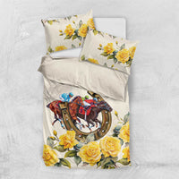 Melbourne Horse Racing Personalised Bedding Set Australian Horse With Yellow Roses - Wonder Print Shop