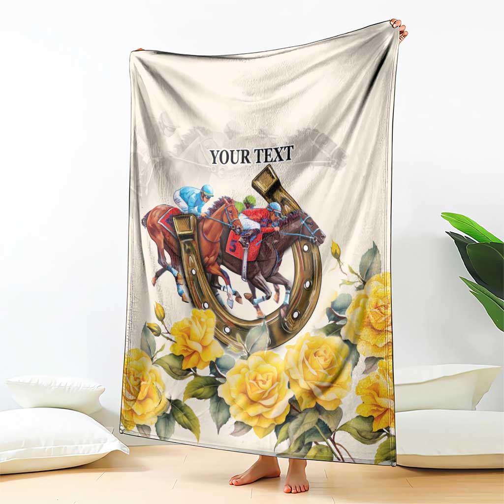 Melbourne Horse Racing Personalised Blanket Australian Horse With Yellow Roses - Wonder Print Shop
