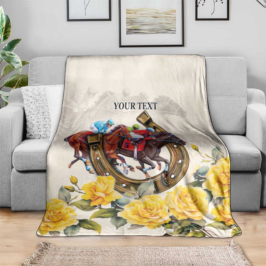 Melbourne Horse Racing Personalised Blanket Australian Horse With Yellow Roses - Wonder Print Shop
